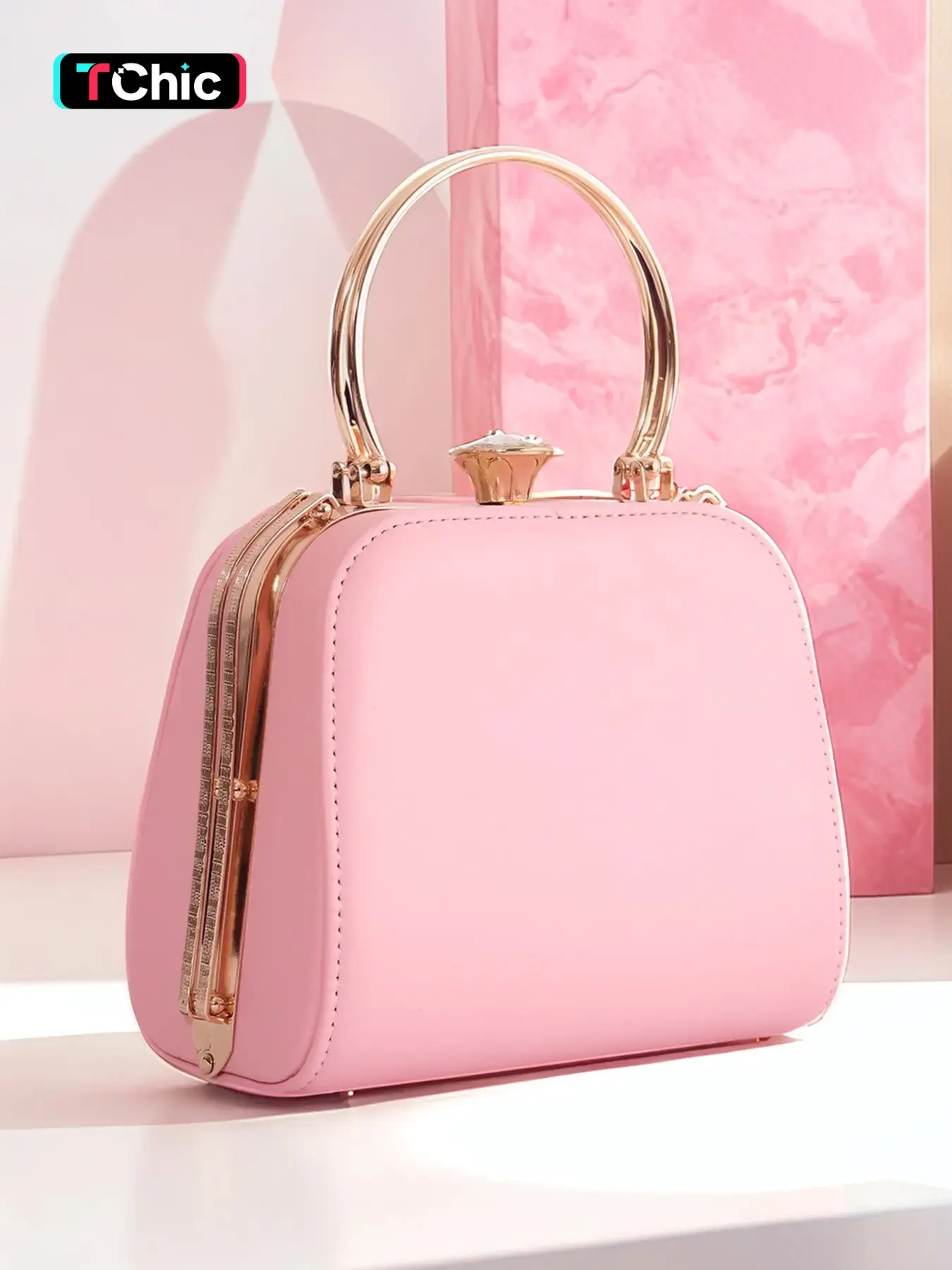 Elegant Women's PU Evening Bag, Metal Bracelet Handbag, Versatile Shoulder Strap, Perfect for Weddings, Parties, Proms, Easter, Graduation