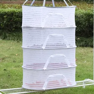 PrimPick Herb Drying Durable Sturdy Rack 4 Layer Hanging Mesh Net for Plants Hanging Drying Fish Net Foldable Hanging Mesh Dryer for Buds, Fruits, Hydroponics Flowers, Vegetables, Fish or Clothes, Doll Laundry