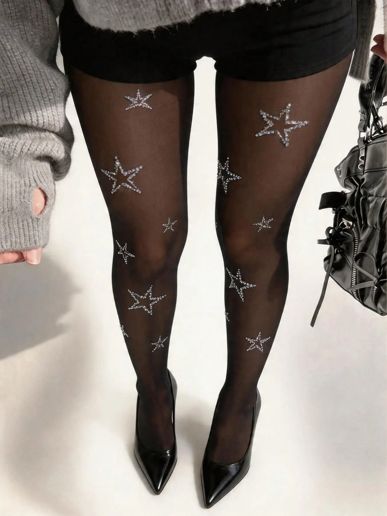 Women's Sheer Pantyhose, Rhinestone Star Decorated Leggings, Sexy Minimalist Style Tights, Fashionable Stockings for Spring/summer, Underwear