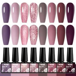 MTSSII 8pcs Nude Pink Glitter Gel Nail Polish Set, Super Shiny Long Lasting UV Gel Polish, for Home Saon Nail Art Festival Gift Uv Light Gel