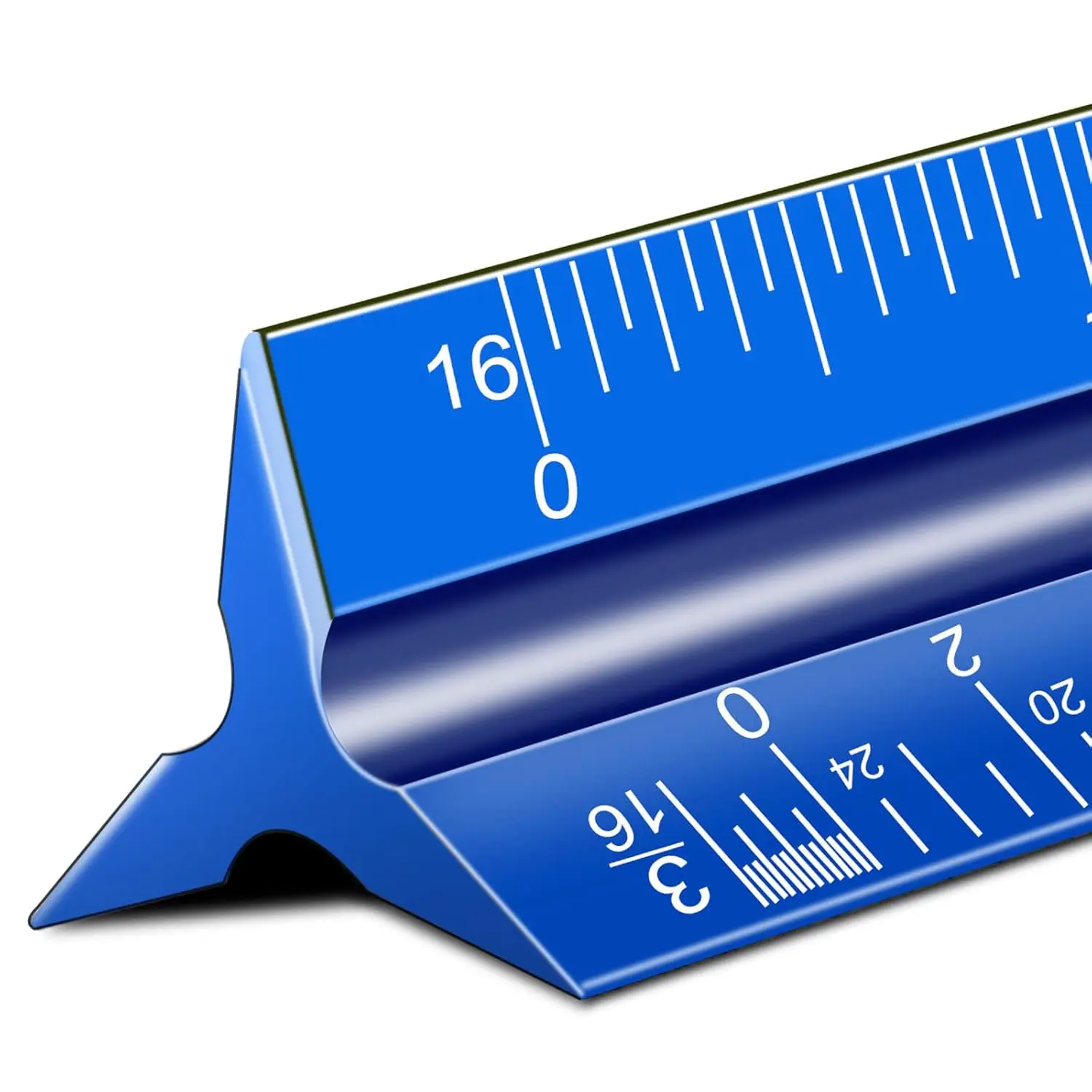 Architectural Scale Ruler, 12'' Imperial Architect Scale, Engineer Scale Ruler for Blueprints,  Triangle Drafting Ruler (Blue)