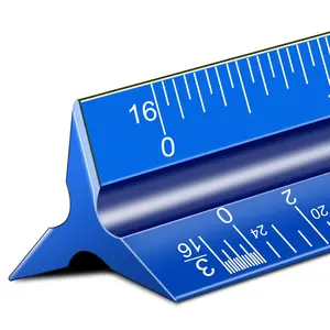 Architectural Scale Ruler, 12'' Imperial Architect Scale, Engineer Scale Ruler for Blueprints,  Triangle Drafting Ruler (Blue)