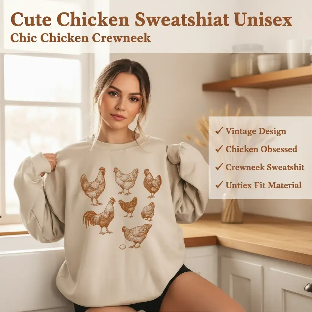 Vintage Chicken Sweater for Chicken obsessed, Raisin chickens tee, Farm crewneck, Love Chickens Cute sweatshirt Unisex Cotton Womenswear