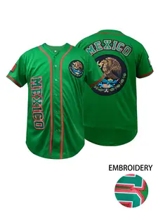 High Quality Men's "MEXICO" Embroidered Baseball Jersey,Loose Short Sleeve Comfortable Sportswear Breathable Baseball Shirt, Sport Outdoor Clothing, Perfect for Outdoor Sports, Casual Wear, Unisex All Seasons