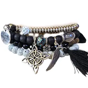 Ilove you witch knot black bracelet