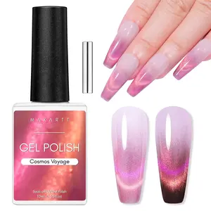 Makartt Holographic Cat Eye Gel Nail Polish with Magnet Stick 9D Glitter Nail Gel Soak Off Double Flashes Effect Dopamine Gel Nail Polish Manicure Home DIY Gift(Cosmos Voyage) Nail Art Nail Care