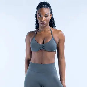 (with logo) DFYNE Strong Support Impact Strappy Breathable Sports Bra Quick-Dry Compression Fitness Set