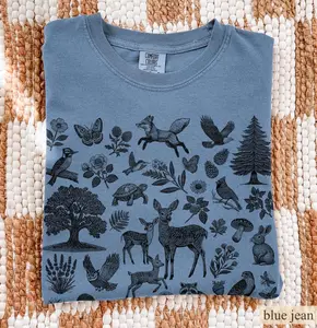Comfort Colors Retro 90s Wildlife TShirt: Cotton Forest Animals Tee