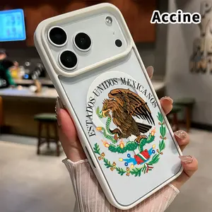 Mexican National Emblem Pattern Magnetic Phone Case for iPhone 17 16  Pro Max Plus 15 14 13 12 11 Air E Non-Yellowing Clear Crystal Drop-proof Slim Silicone Shockproof Transparent Acrylic Cover Supports Wireless Charging