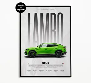 Lamborghini Urus Poster | Hyper Car Poster | Super Car Print | Art Print | Poster | Home Decor | Wall Decor