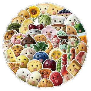 50 Pcs Abstract Food Stickers, Temporary Decals for Smartphone Phone Laptop Fridge Luggage, Irregular Shape Plastic Material Decorations