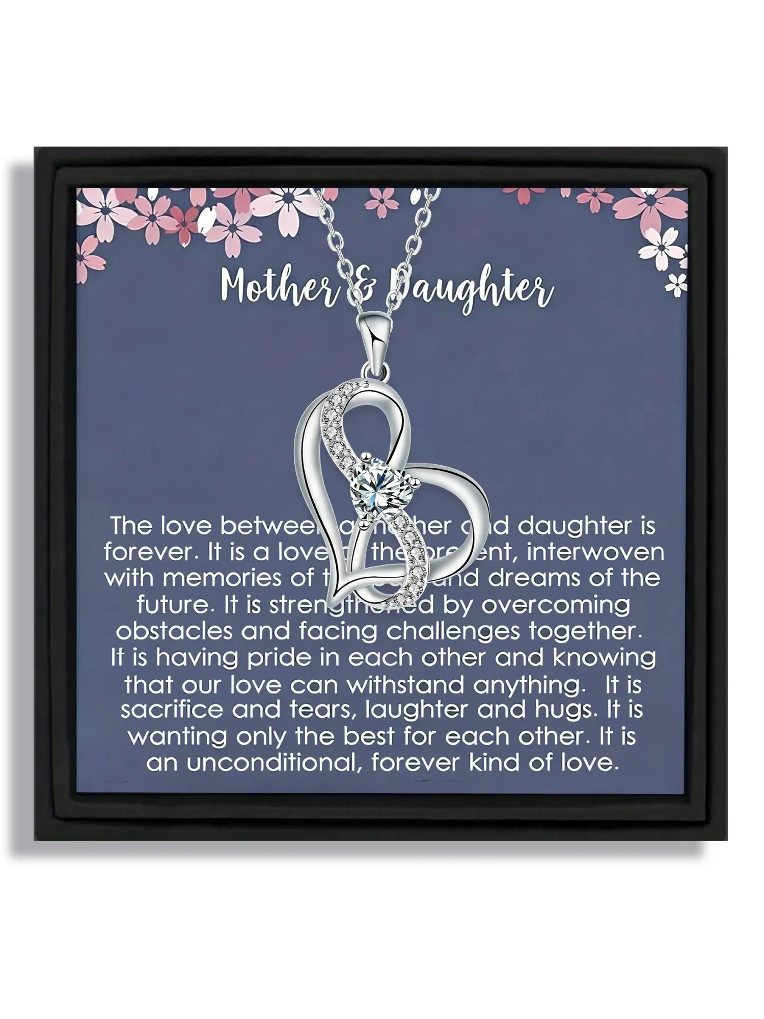 1 piece Mother's Day infinity heart pendant necklace gift box suitable for mother and daughter warm style with blessing card and box