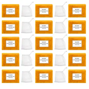 3-18PCS Lemon Turmeric & Kojic Acid Gentle Brightening Bar Soap - All-Skin Gentle Cleansing Acne Face & Body Wash, Bath & Body Care with Soap Saver Bags,  Thank Gift for Men & Women (Dry Skin Friendly)