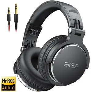 Professional Studio Dj Over Ear Headphones with Microphone, High Resolution Audio Mixing Recording Ear Hook, Wired Headset 3.5/6.35mm Headphone Jack, Suitable for Guitar Amp Podcast Keyboard Laptop Phone