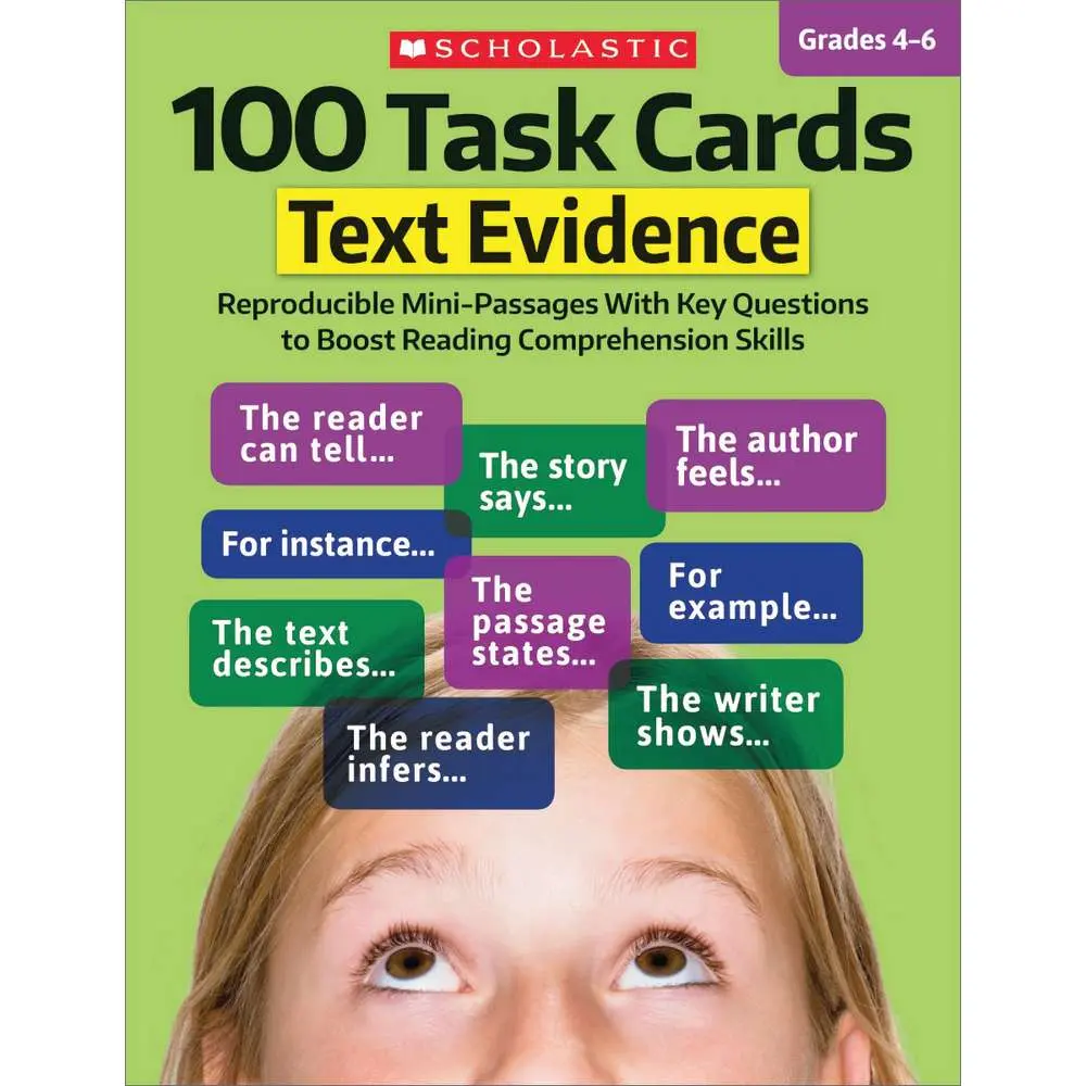 Scholastic Teaching Resources Text Evidence 100 Task Cards - Pack of 2, Multi-Use Activity, Learning & Study Cards for School & Educational Supplies, Activity Cards