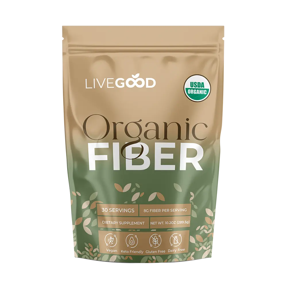 LiveGood Natural Organic Gluten-Free High-Fibre 200g Powder - Daily Edible Dietary Supplement for Debloat Detox, Digestive Wellness Support, Dairy-Free Energy Boost, Daily Dietary Supplement, Edible Dietary Supplements
