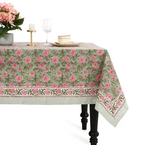 Cotton Block Print Tablecloth – Pink Tourmaline
