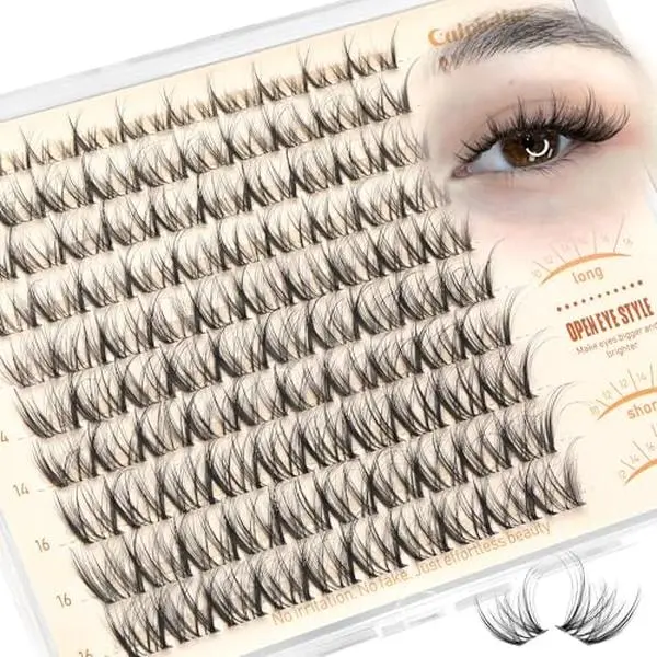 Spider Lashes Clusters Natural Fluffy Eyelash Extensions Lash Clusters DD Curl Eyelash Clusters Wispy Individual Lashes Clear Band Cluster Eyelash Extensions 10-16mm DIY Daily Lash Extension at Home