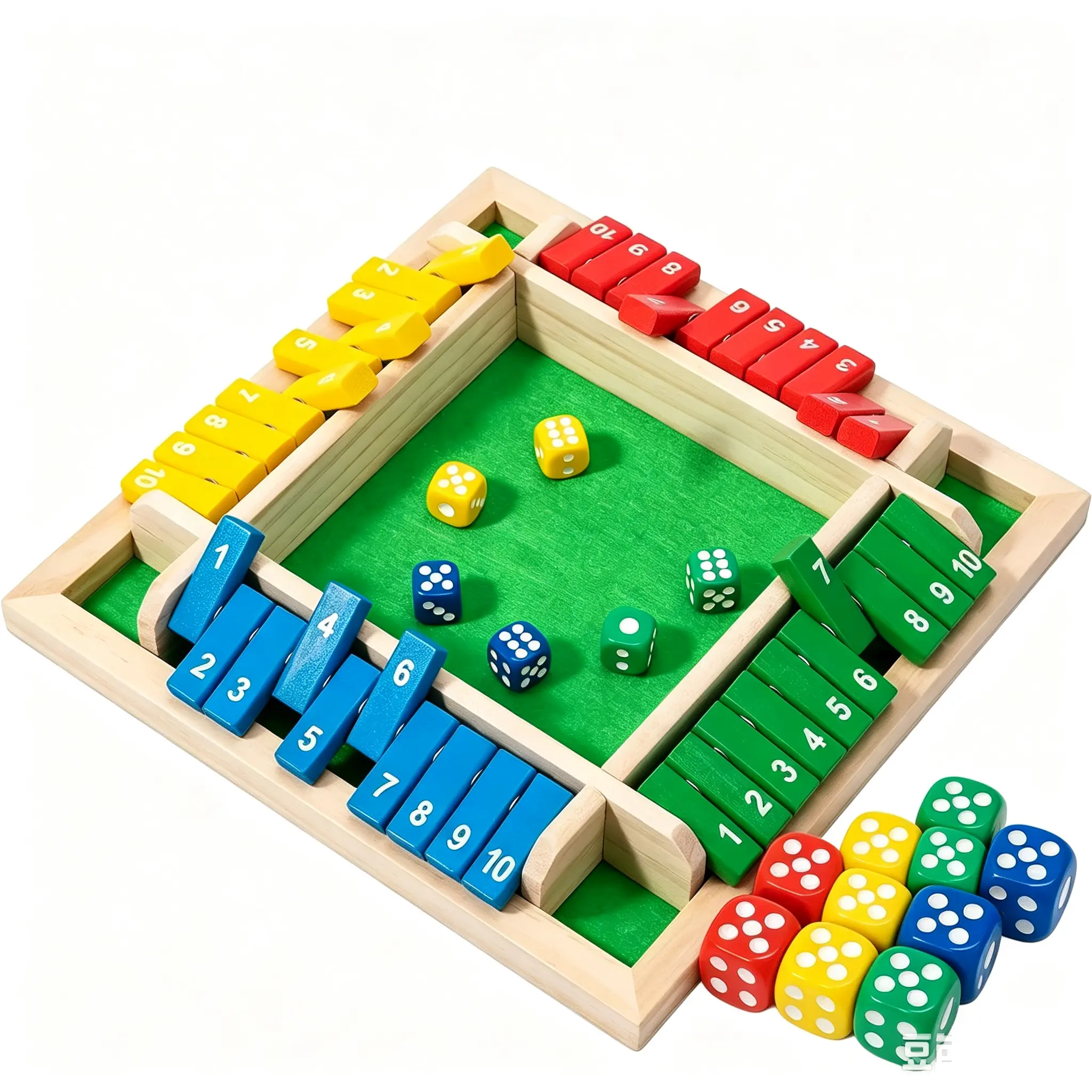4-Player Wooden Shut The Box Dice Game | Improves Math & Decision-Making Skills, Fun Family Party Board Game for Game Nights