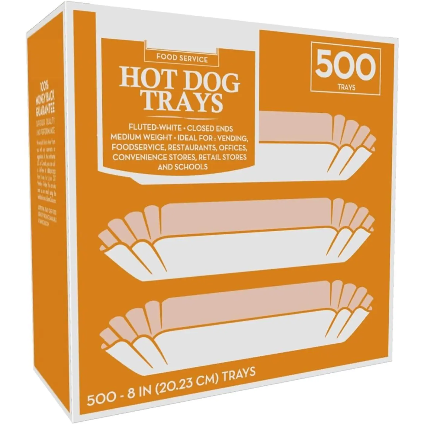500 Paper Hot Dog Trays White Hot Dog Wrappers 8 Inch Disposable Fluted Hotdog Boats Hotdog Container Concession Stand Trays Hot Dog Cart Accessories
