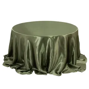 Satin 132" Round Tablecloth Dusty Sage Green - Stylish Seamless Table Cover