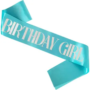 Birthday Girl Sash,  Foil Teal Blue Birthday Sash for Girl Sweet 16th 18th 20th 21st 30th Fun Birthday Party Gifts Favors Decorations