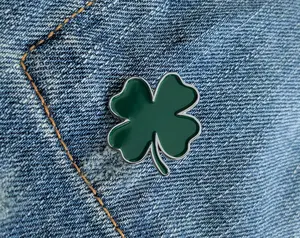 Ireland Heritage Four Leaf Clover Enamel Pin – Luck of the Irish Lapel or Fabric Pin