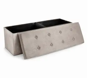 Faux Suede Storage Bench Chest Ottoman - 43" x 15" x 15", 700 lb Capacity, Multifunctional Storage Ottoman with Hidden Space, Folding Design