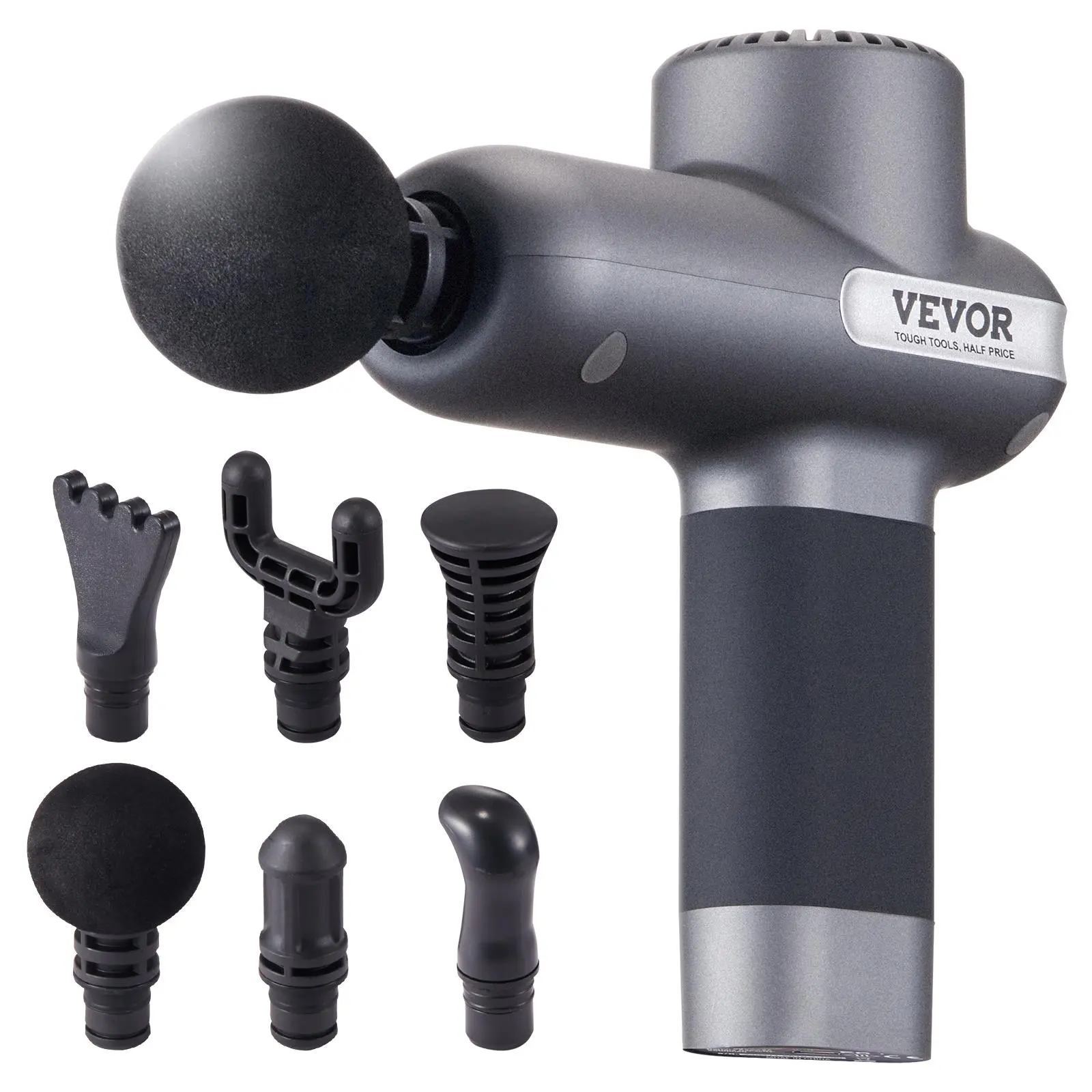 VEVOR Mini Massage Gun,  Percussion Muscle Massage Gun for Athletes - with 5 Speed Levels & 6 Massage Heads, 7.4V 2500mAh Batteries, Handheld Small Massage Gun for Pain Relief, Muscle Relaxation,dorm essentials