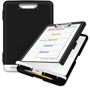 Clipboard with Storage, Clip Board 10in x 14in with Pen Holder, Plastic Organization Case Box for Letter Legal A4 Size Paper, Low Profile Clip, Nurses Teachers Must Haves, School & Office Supplies