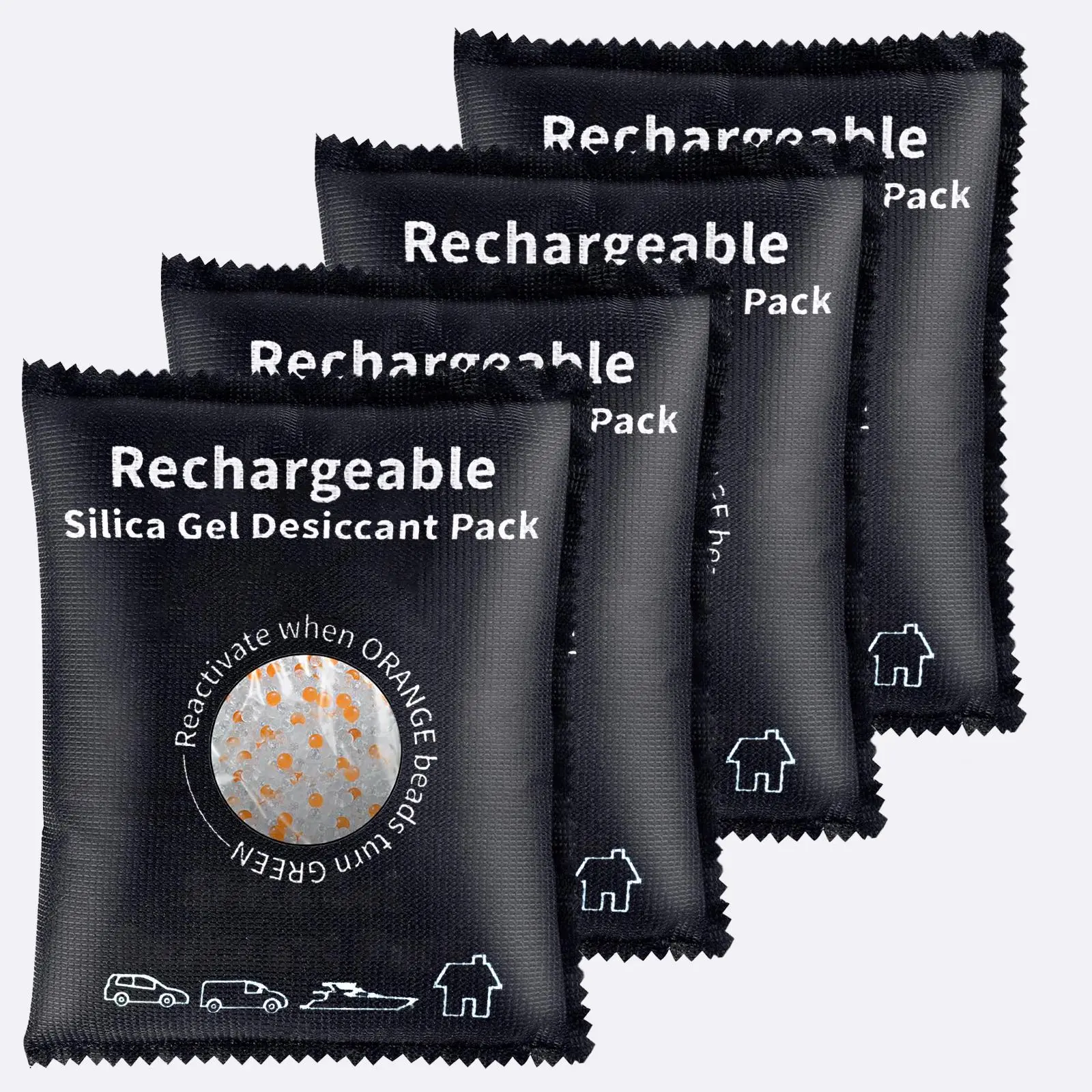 Rechargeable Desiccant Packs, Reusable Car Dehumidifier, Microwave Reactivated Silica Gel, Moisture Absorber with Color Indicator, Dehumidifiers for Home