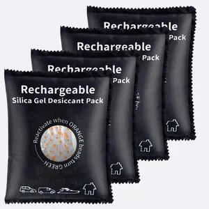 Rechargeable Desiccant Packs, Reusable Car Dehumidifier, Microwave Reactivated Silica Gel, Moisture Absorber with Color Indicator, Dehumidifiers for Home