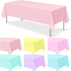 12Pcs Plastic Pastel Color Tablecloths,Assorted Color Table Cloth Disposable Rectangle Table Covers for  Shower, Wedding,Birthday Party,Spring Easter and Summer Party Decorations, 54 x 108 Inch