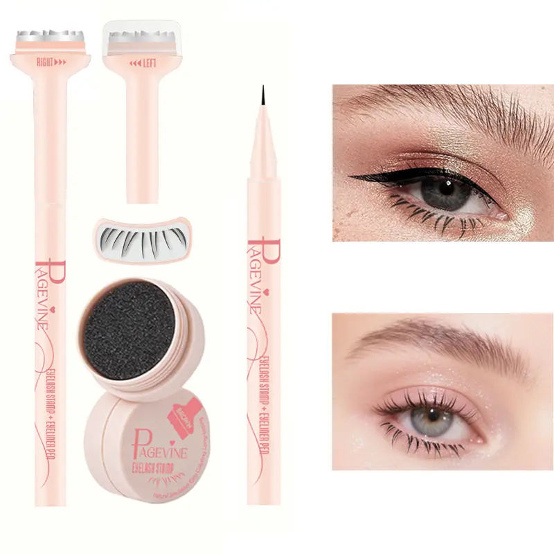 2-IN-1 Eyelash Stamp & Eyeliner ,U-Shaped Design Fits Eye Curve,Gently Press for Natural Lower Lashes,Precision Brush Tip For Effortless Winged Liner,Waterproof Sweat-Proof Intense Pigment，friendly for beginner.