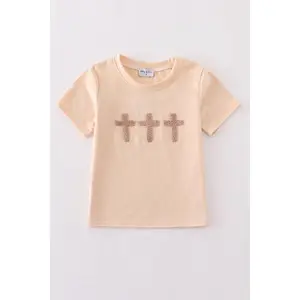 Cream cross french knot top