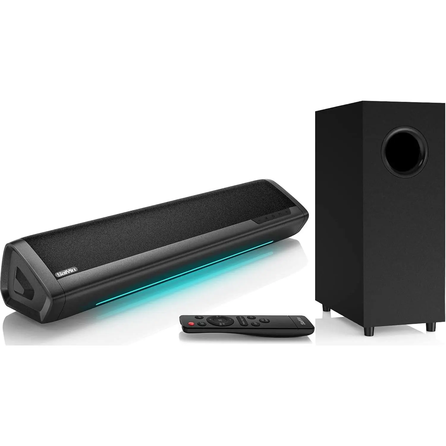 Sound Bar for  TV with Subwoofer, 2.1 Deep Bass 100W Soundbar TV Speaker  Theater Surround System PC Gaming /AUX/Optical Connection, Wall Mountable 17-inch