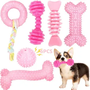 Durable Pet Chew Toy Set, 6 Counts/set Mixed Style Dog Teeth Cleaning Toy, Interactive Dog Teeth Grinding Toy