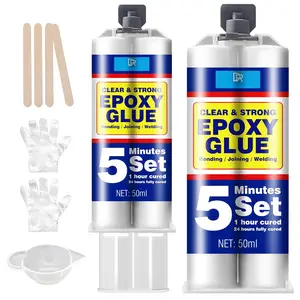 Epoxy Glue 3.4oz - 5 Minute Foundry Epoxy Adhesive for Fast Repair - Clear 2 Part Epoxy for Plastic - 1:1 Ratio Super Glue, Fast Cure Repair for Foundry, , Metal, Plastic, Glass, Ceramic, Fabric