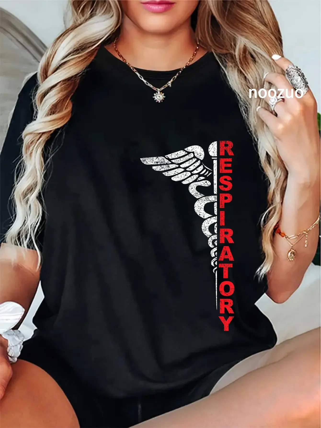 Women's 100% Cotton Respiratory Therapist T-Shirt, Casual Cotton Top for RT Pulmonology Professionals, Basic Casual Style, Cotton Casual Basic