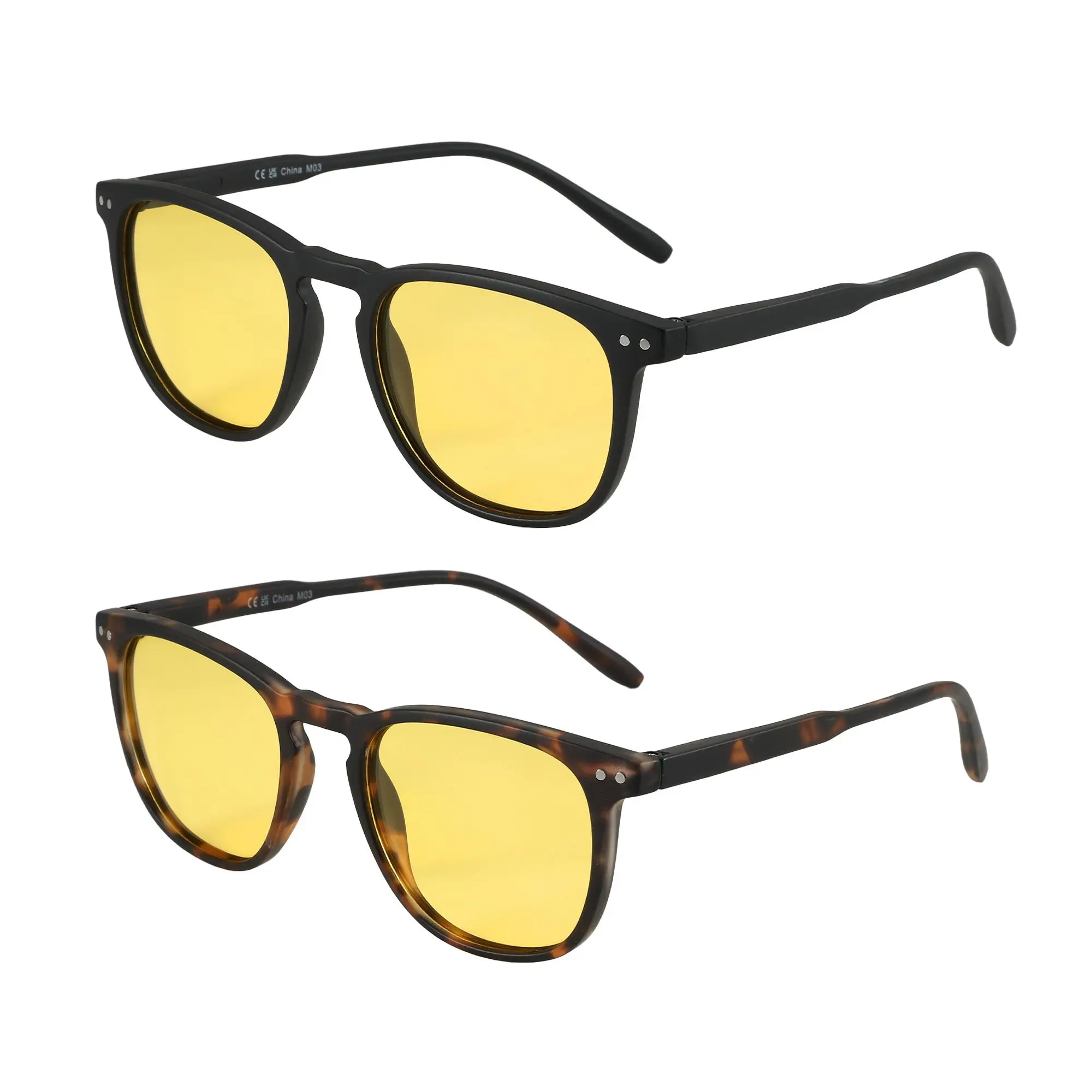 ZENOTTIC 2PCs Night Vision Glasses, Anti-Glare Yellow Lenses, Unisex Vintage Tortoise Shell & Black Frames,Build For Safe Driving,Gift Set summerwins