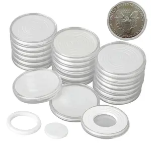 20 Sets 46mm Coin Holder Capsule Protector Collection Clear Coin Storage Box for Awards Ceremony Coin Organizer Box