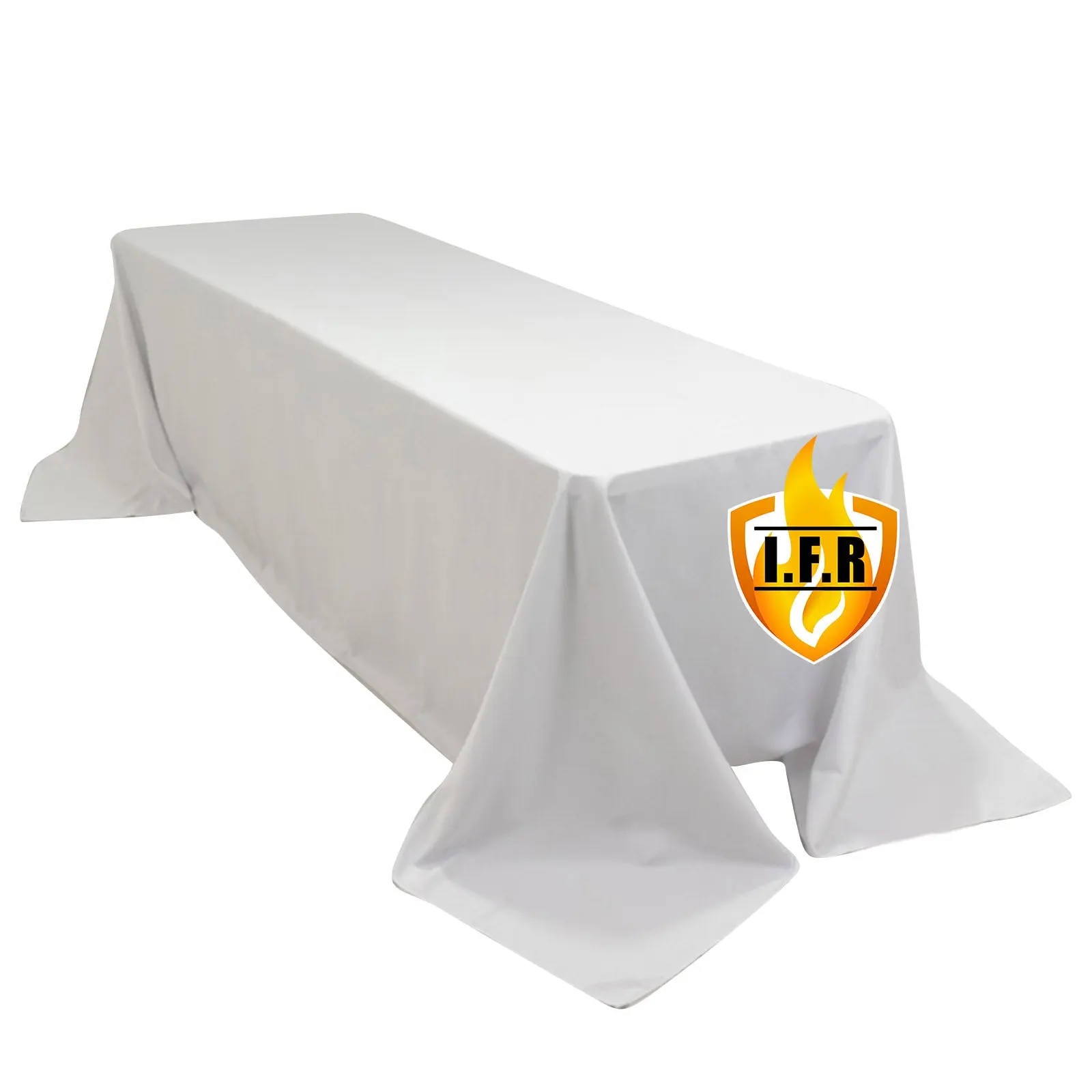 Premium White Fire-Retardant Fireproof Polyester Rectangular Tablecloth - 90"x156" Seamless, Durable, Heavy-Duty, High-Performance, Stylish Large Size Rectangle Cover for Outdoor Tables, Wedding, Ceremony, Classic Gatherings, Durable Tablecloths