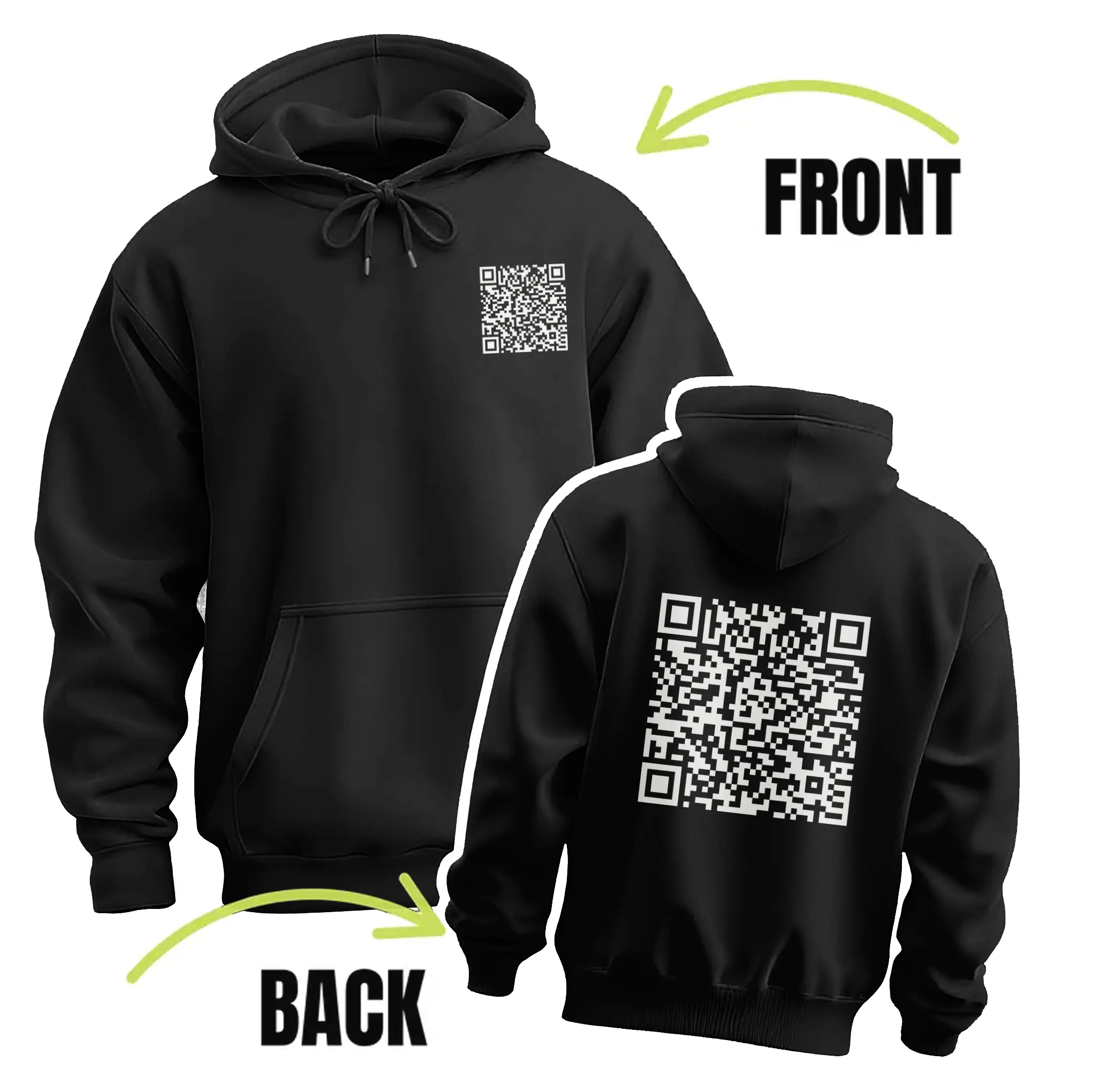Funny FU QR Code Hoodie – Classic Parody Graphic Print, Autumn/Winter Hooded Sweatshirt, Casual Streetwear