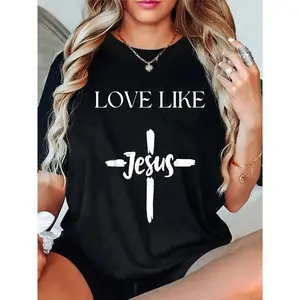 100% Cotton  Love Like Jesus Funny Cross Jesus Religious God Christian T-Shirt