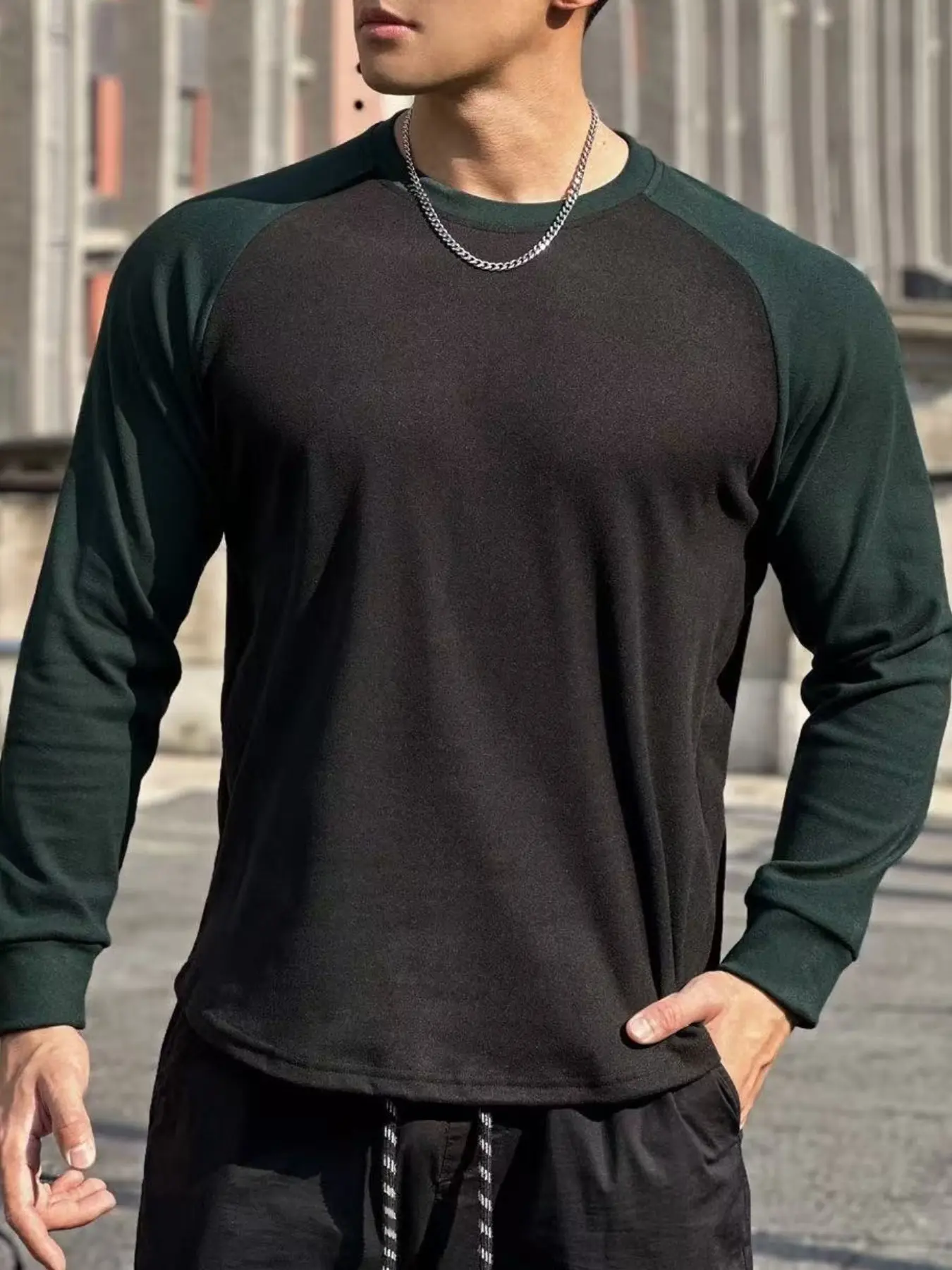Men's Fashion Colorblock Fleece Sweatshirt, Soft Skin-Friendly Fabric, Street Style, Perfect for Daily Wear & Trendy