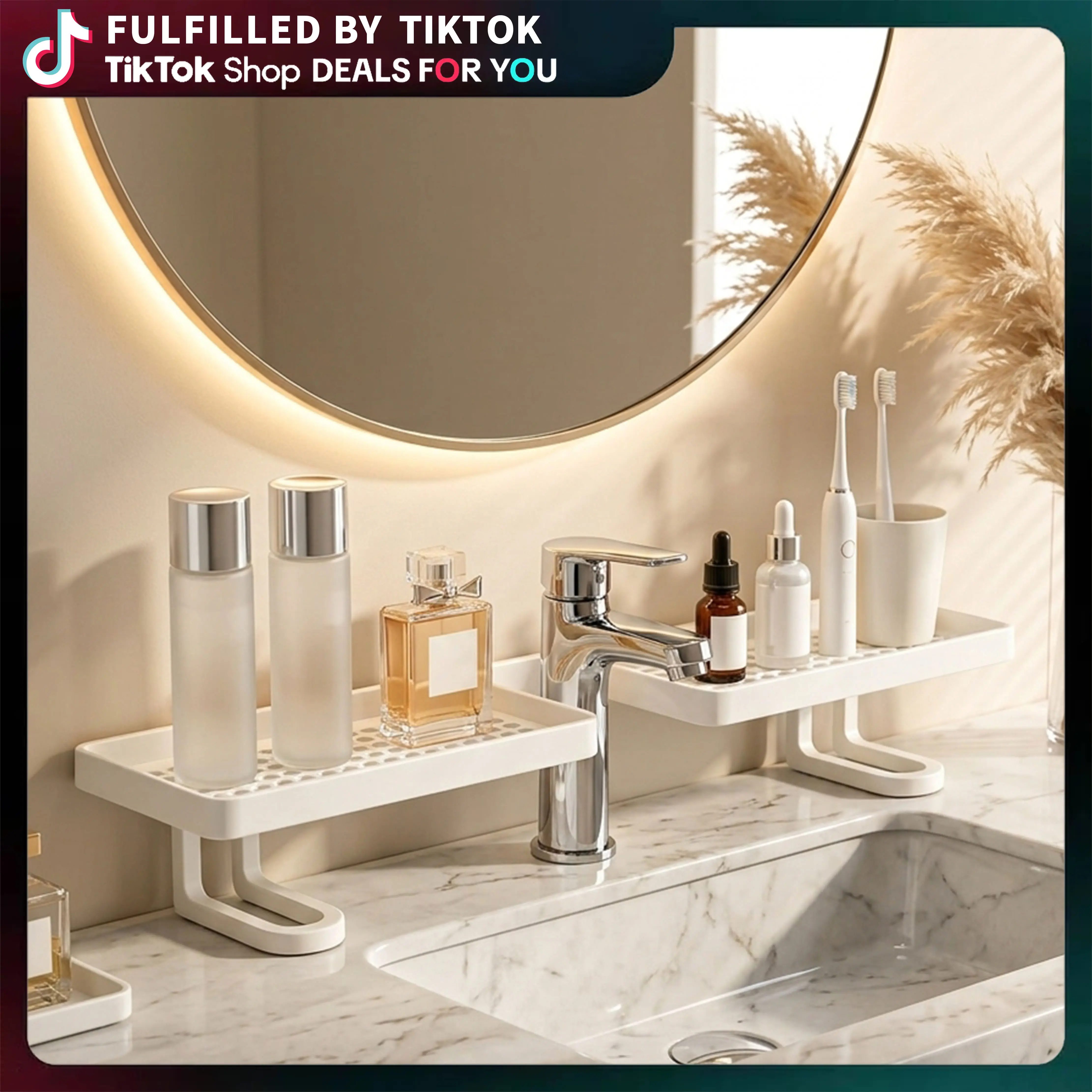 Free Standing Over Sink Faucet Shelf - Rust-Resistant Carbon Steel Sink Organization Solution, No-Drilling Organizer Racks & Displays for Kitchen & Bathroom Countertops
