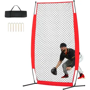 7x4 ft Baseball Softball Safety Screen, Portable Batting Screen, Heavy Duty Pitching Net, Pitchers Protection, Carry Bag, Ground Stakes