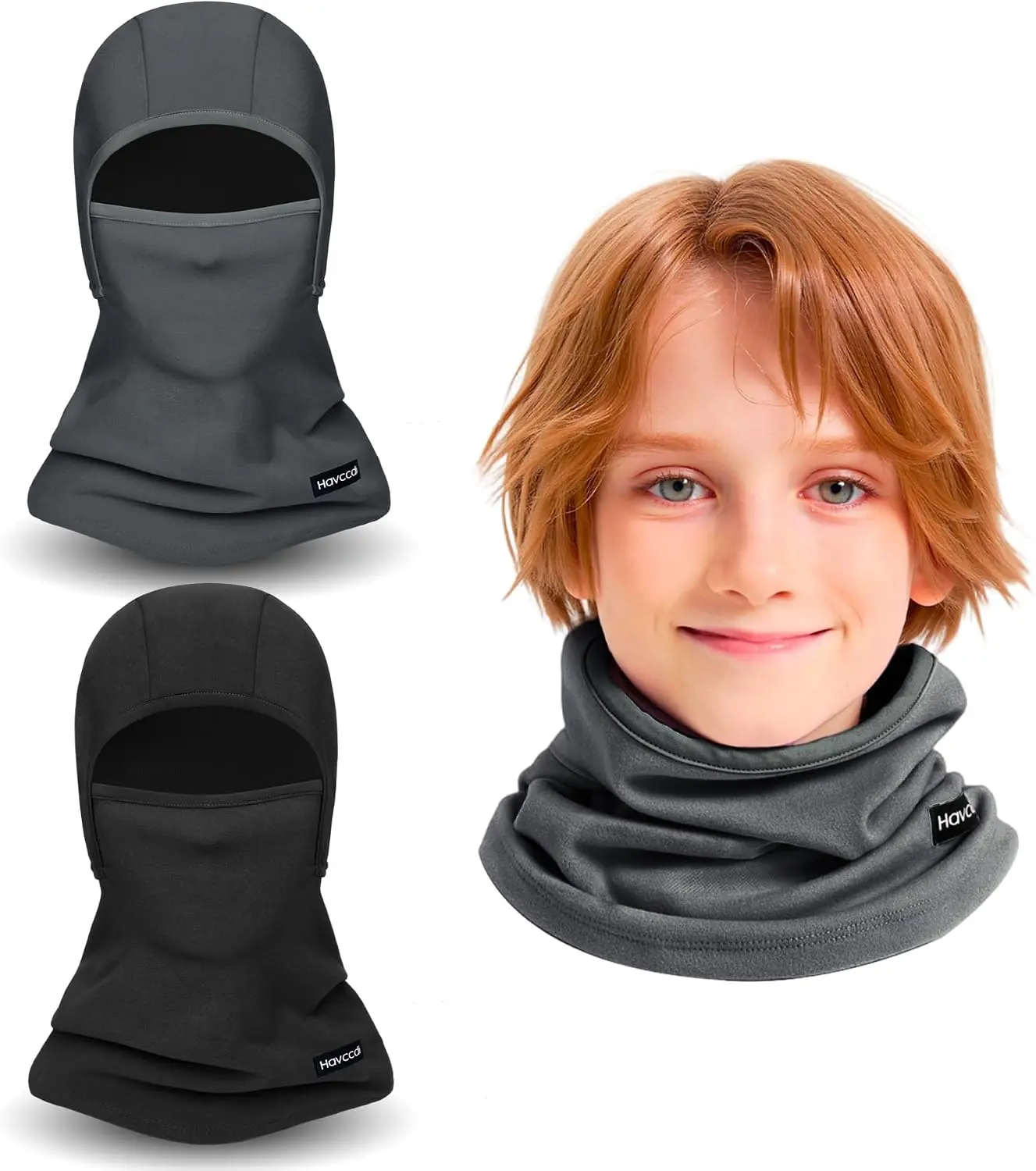 Kids Ski Mask Balaclava, Winter Fleece Full Face Mask Neck Warmer for Boys Girls in Cold Weather Skiing Cycling