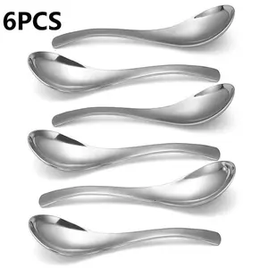 4/6pcs Heavy-Duty Soup Spoons Set, Tableware, Premium 304 Stainless Steel, Classic Simple Design, Dishwasher Safe, Perfect Gift for Holidays