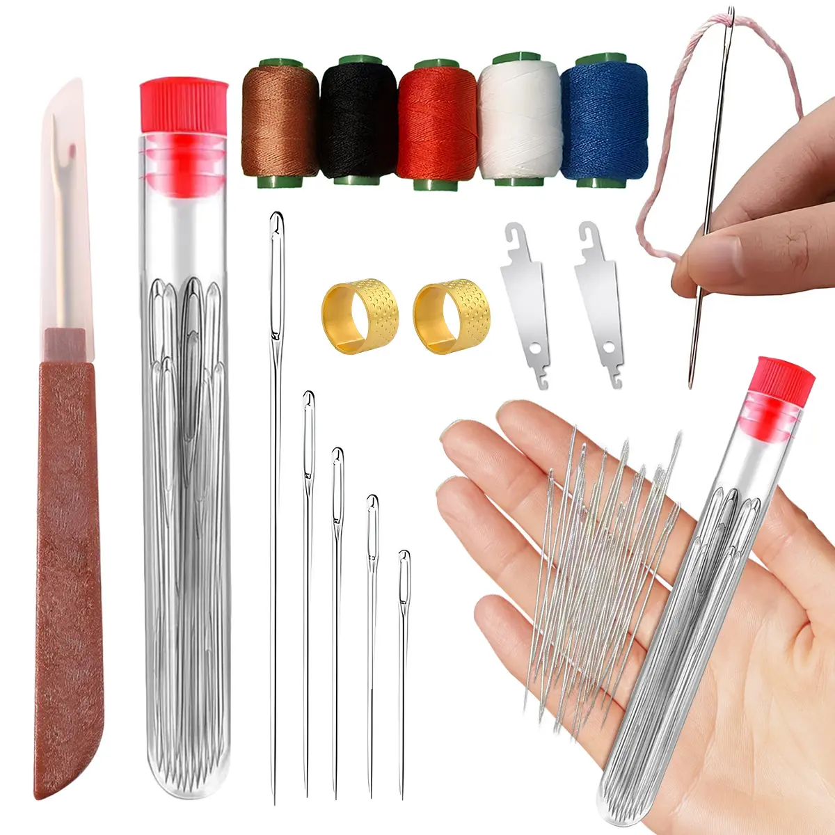 LZDJTQ 36PCS Steel Needles Set - Long & Thin Handmade Quilting & Sewing Needles Kit Portable DIY Hand Made Craft Set, Sewing Working Kit for Beginners, Professional DIY Lovers (1SET)